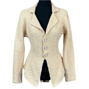 Stylewe Yellow Pearl Detail Collared Y2K Cardigan Sweater Size S